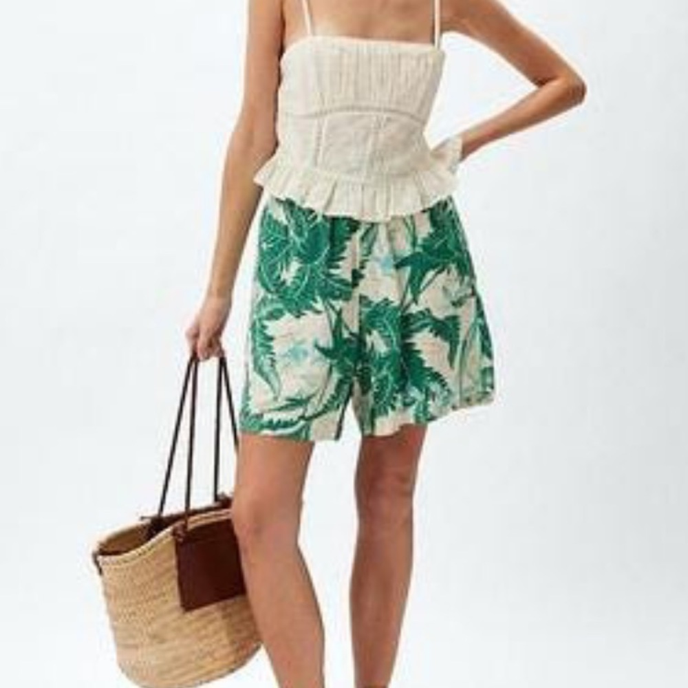 🌼 $5 Sale! 🌼 H&M Linen Blend Tropical Shorts Large 🌟 New!